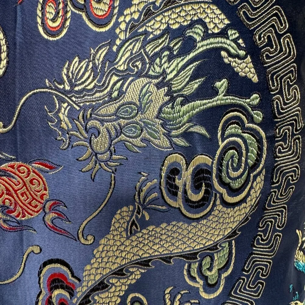 Like NEW  Vintage Asian Pillow Case Cover  Satin Blue